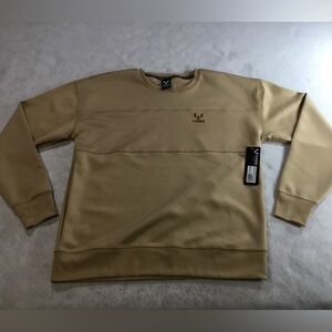 Messi Mens Crewneck Sweater in Tan with Subtle Logo SZ M NWT
